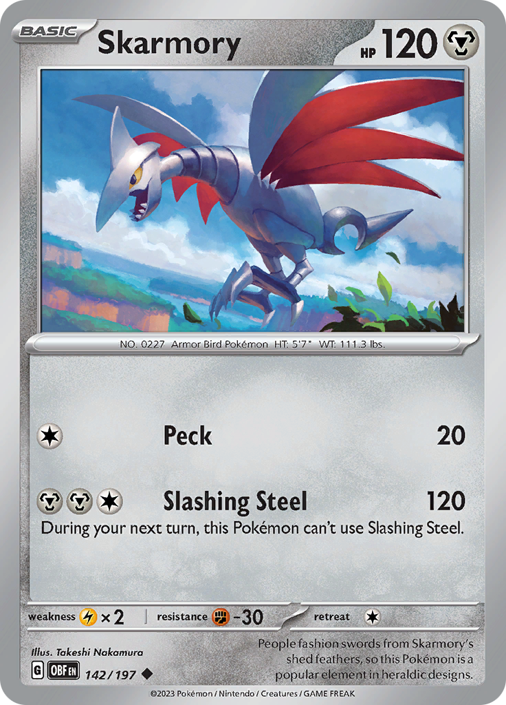 Skarmory (142/197) [Scarlet & Violet: Obsidian Flames] Reverse Holofoil