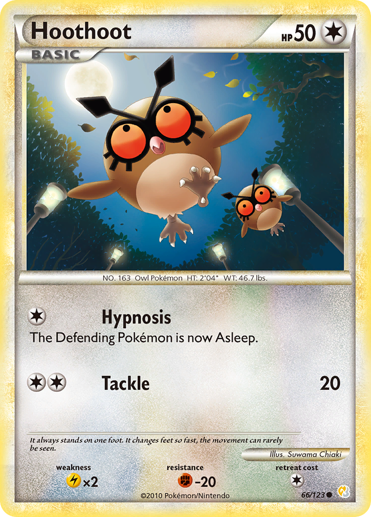 Hoothoot (66/123) [HeartGold & SoulSilver: Base Set] Reverse Holofoil