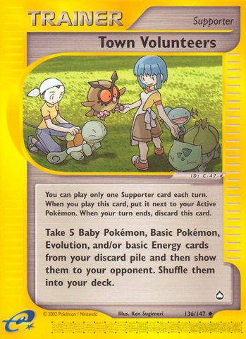 Town Volunteers (136/147) [Aquapolis] Reverse Holofoil