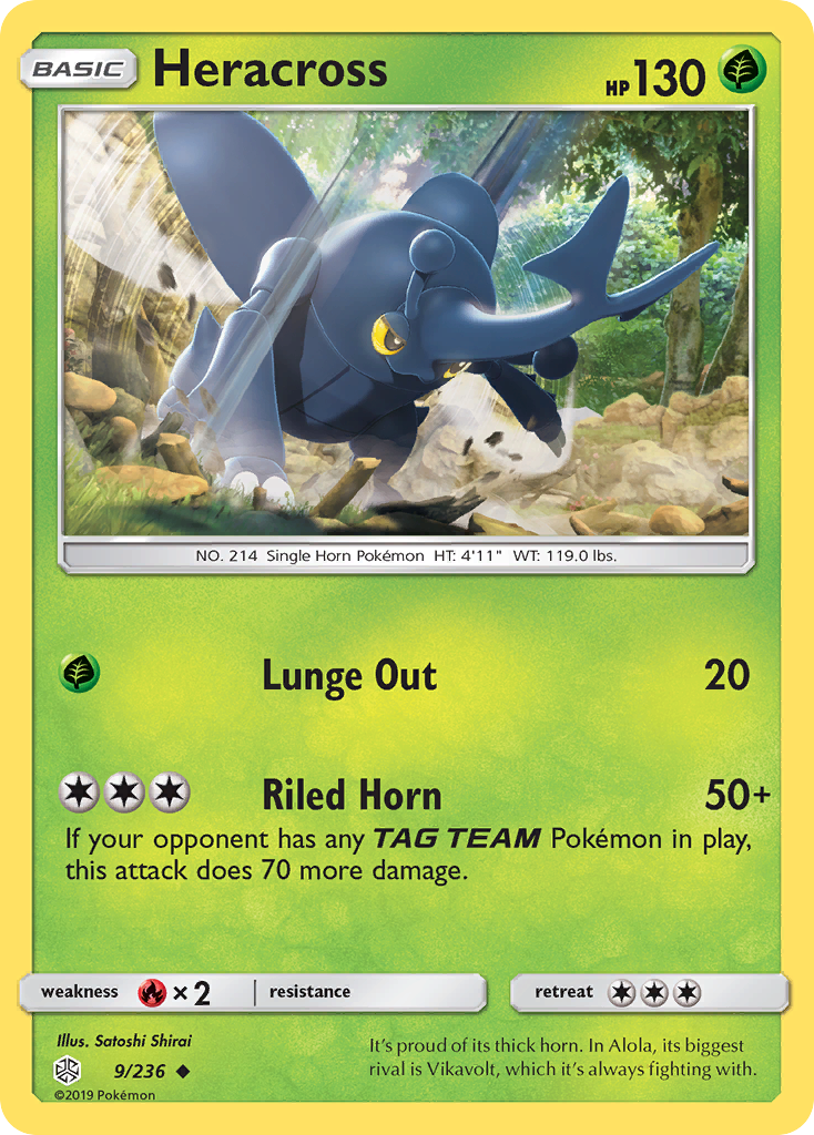 Heracross (9/236) [Sun & Moon: Cosmic Eclipse] Reverse Holofoil