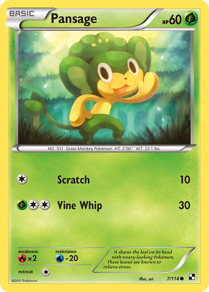 Pansage (7/114) [Black & White: Base Set] Reverse Holofoil