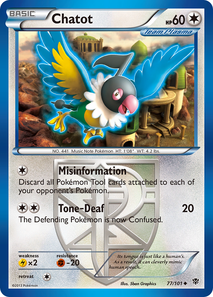 Chatot (77/101) [Black & White: Plasma Blast] Reverse Holofoil