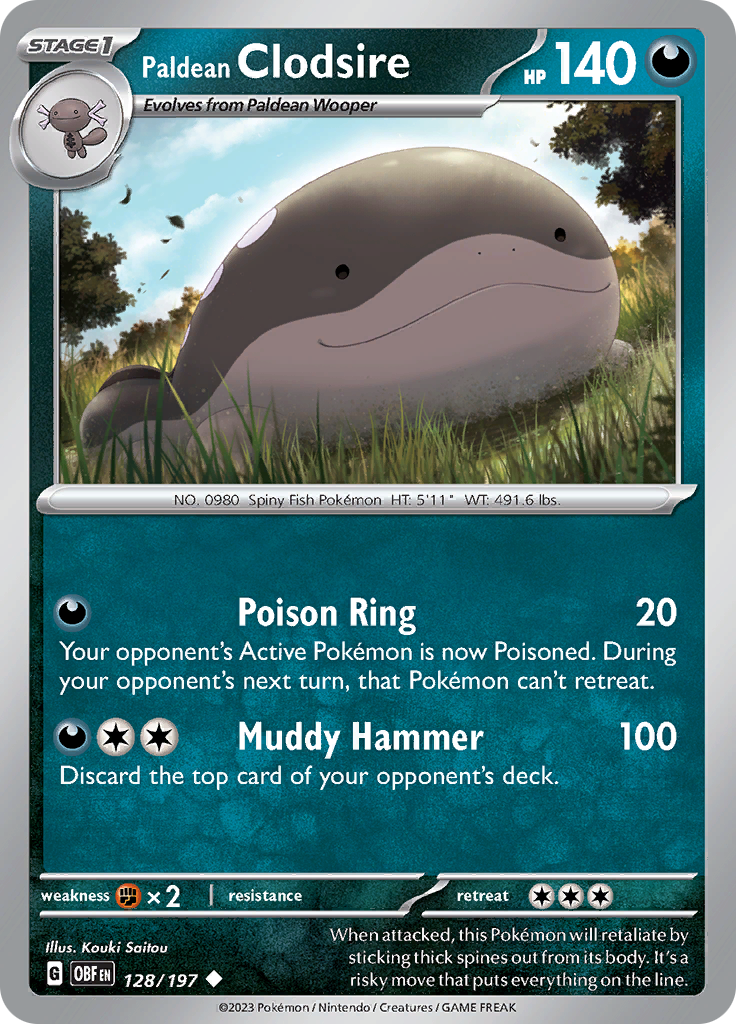Paldean Clodsire (128/197) [Scarlet & Violet: Obsidian Flames] Reverse Holofoil