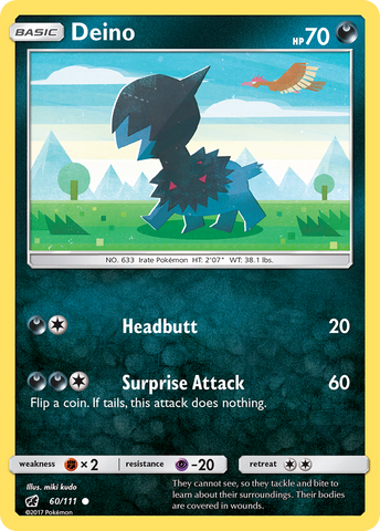 Deino (60/111) [Sun & Moon: Crimson Invasion] Reverse Holofoil