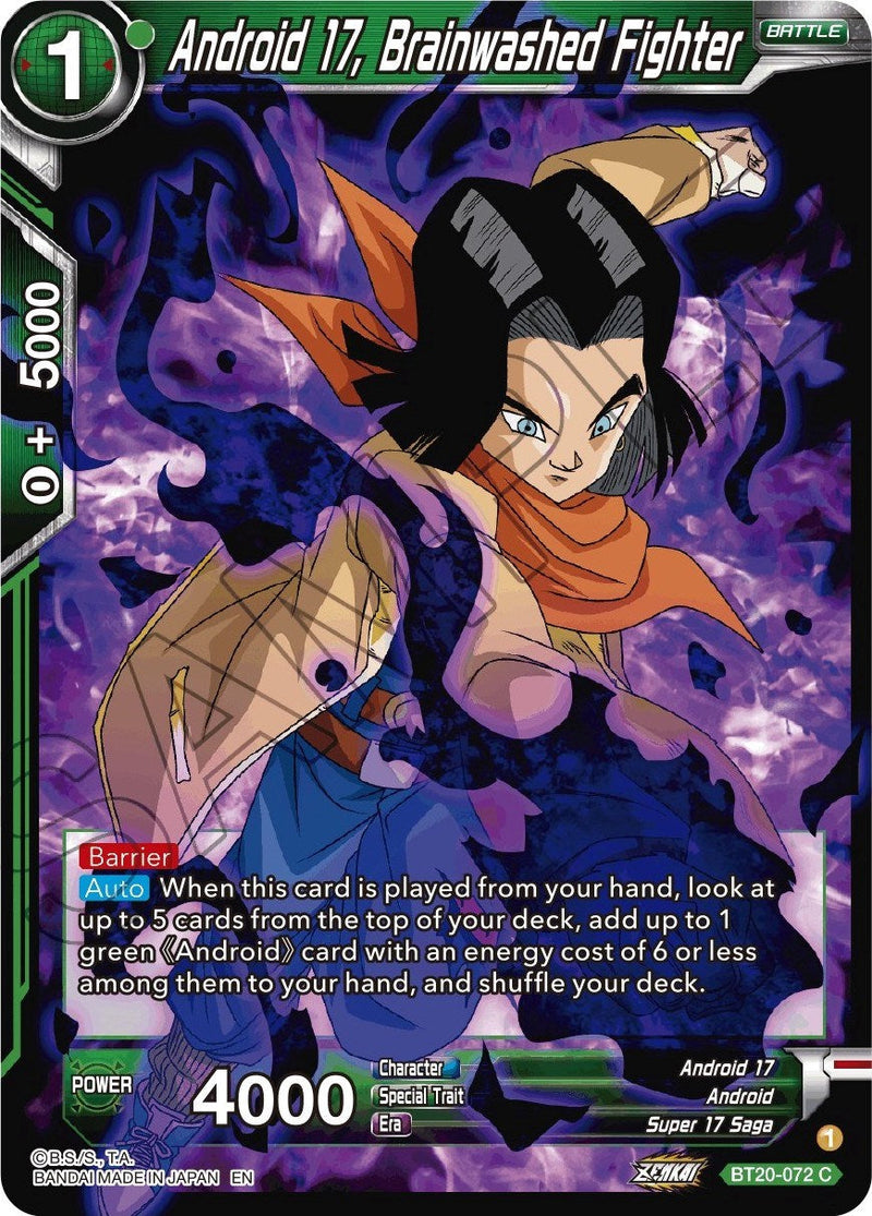 Android 17, Brainwashed Fighter (BT20-072) [Power Absorbed] Parallel Foil