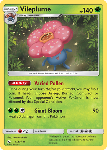 Vileplume (8/214) [Sun & Moon: Unbroken Bonds] Reverse Holofoil