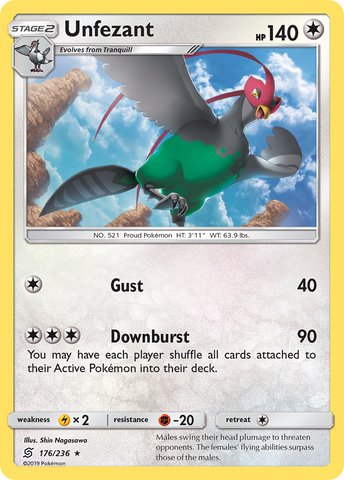 Unfezant (176/236) [Sun & Moon: Unified Minds] Reverse Holofoil
