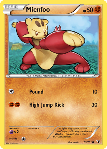Mienfoo (69/101) [Black & White: Noble Victories] Reverse Holofoil