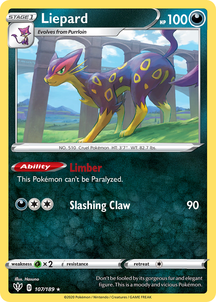 Liepard (107/189) [Sword & Shield: Darkness Ablaze] Reverse Holofoil