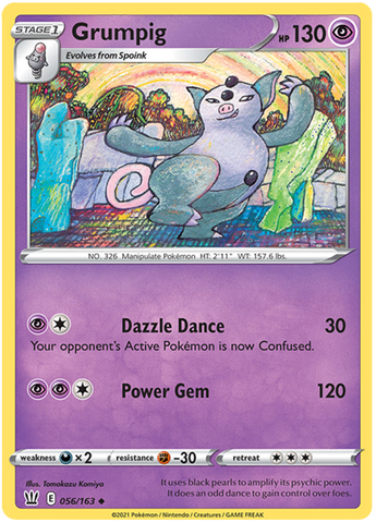 Grumpig (056/163) [Sword & Shield: Battle Styles] Reverse Holofoil