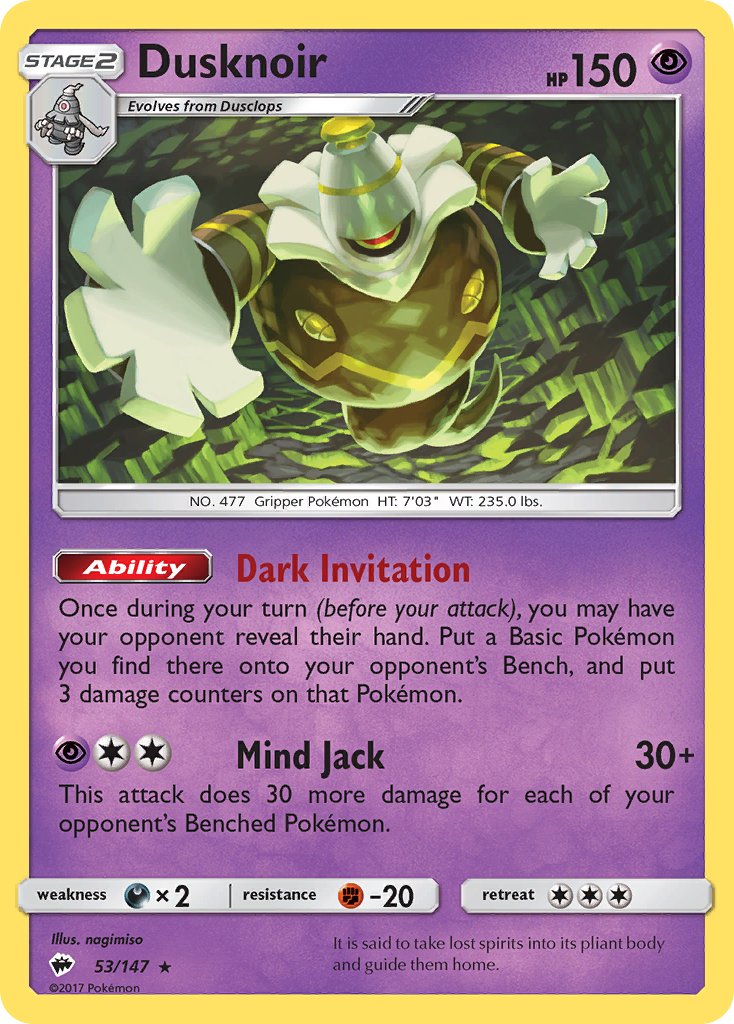 Dusknoir (53/147) [Sun & Moon: Burning Shadows] Reverse Holofoil