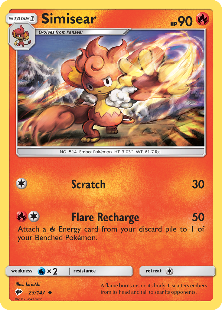 Simisear (23/147) [Sun & Moon: Burning Shadows] Reverse Holofoil