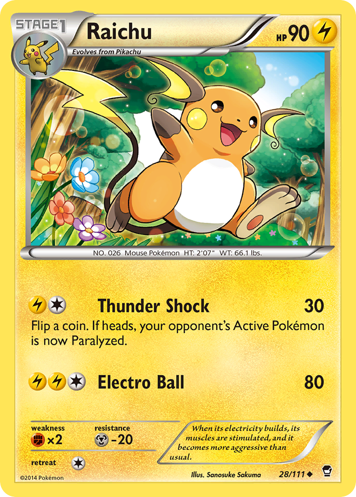 Raichu (28/111) [XY: Furious Fists] Reverse Holofoil