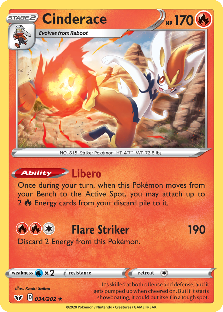 Cinderace (034/202) [Sword & Shield: Base Set] Reverse Holofoil