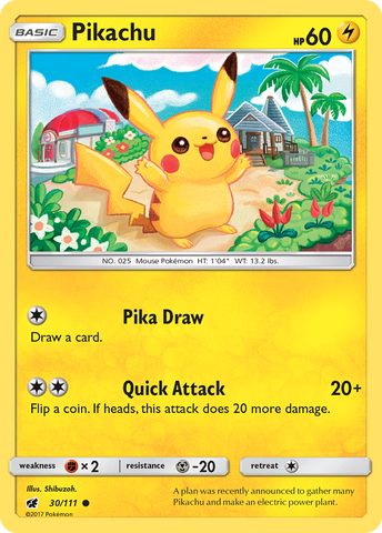 Pikachu (30/111) [Sun & Moon: Crimson Invasion] Reverse Holofoil