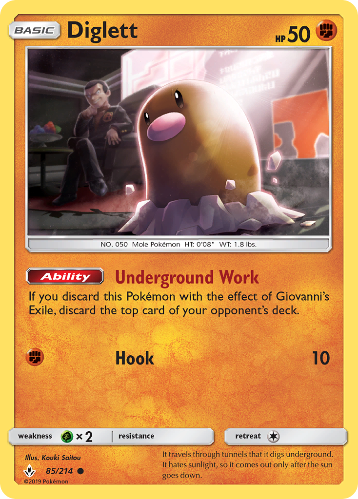 Diglett (85/214) [Sun & Moon: Unbroken Bonds] Reverse Holofoil