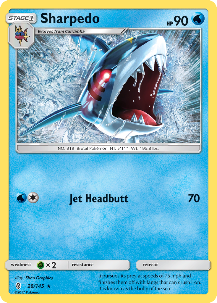 Sharpedo (28/145) [Sun & Moon: Guardians Rising] Reverse Holofoil