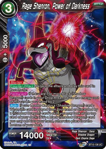 Rage Shenron, Power of Darkness (BT15-136) [Saiyan Showdown] Parallel Foil