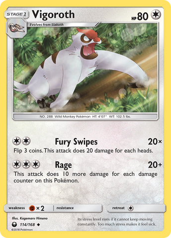 Vigoroth (114/168) [Sun & Moon: Celestial Storm] Reverse Holofoil