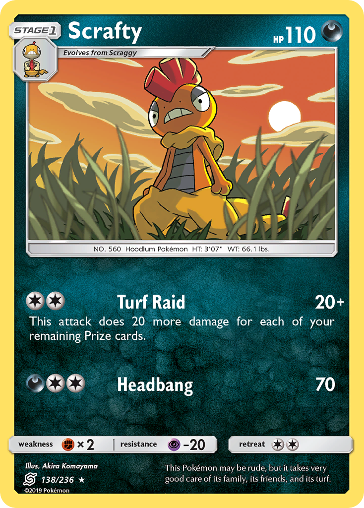 Scrafty (138/236) [Sun & Moon: Unified Minds] Reverse Holofoil