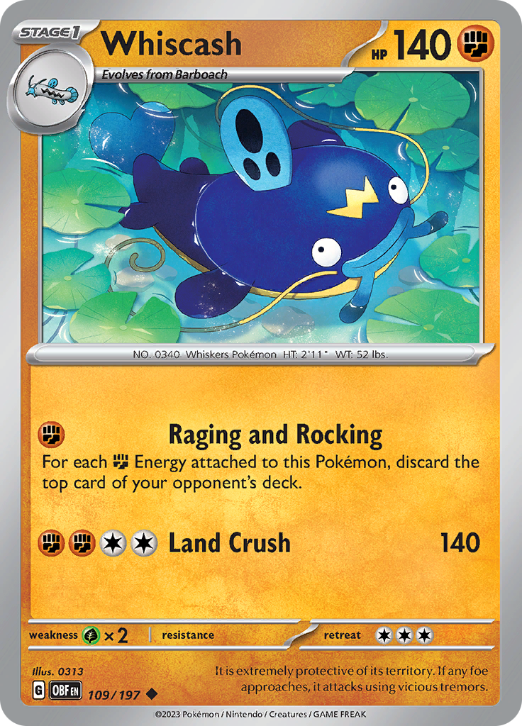 Whiscash (109/197) [Scarlet & Violet: Obsidian Flames] Reverse Holofoil