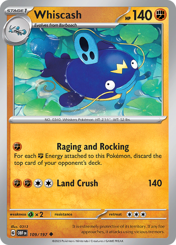 Whiscash (109/197) [Scarlet & Violet: Obsidian Flames] Reverse Holofoil