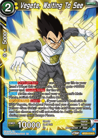 Vegeta, Waiting To See (BT21-114) [Wild Resurgence] Parallel Foil