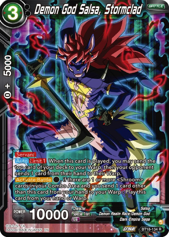 Demon God Salsa, Stormclad (BT18-134) [Dawn of the Z-Legends] Parallel Foil