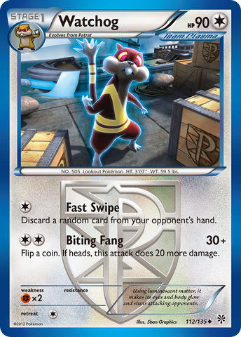 Watchog (112/135) [Black & White: Plasma Storm] Reverse Holofoil