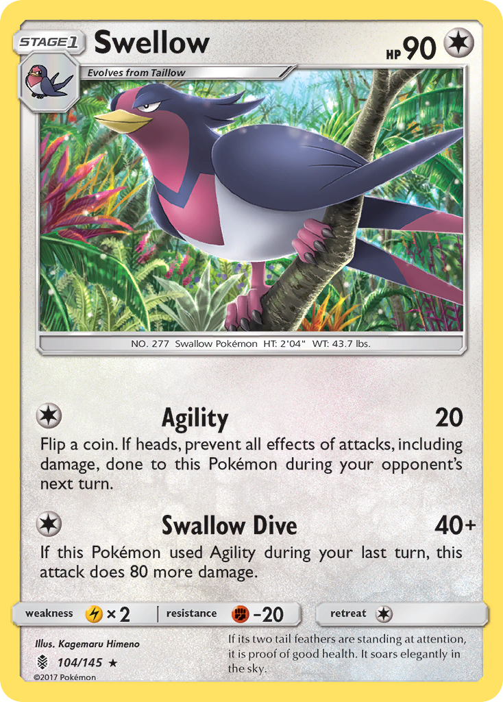 Swellow (104/145) [Sun & Moon: Guardians Rising] Reverse Holofoil