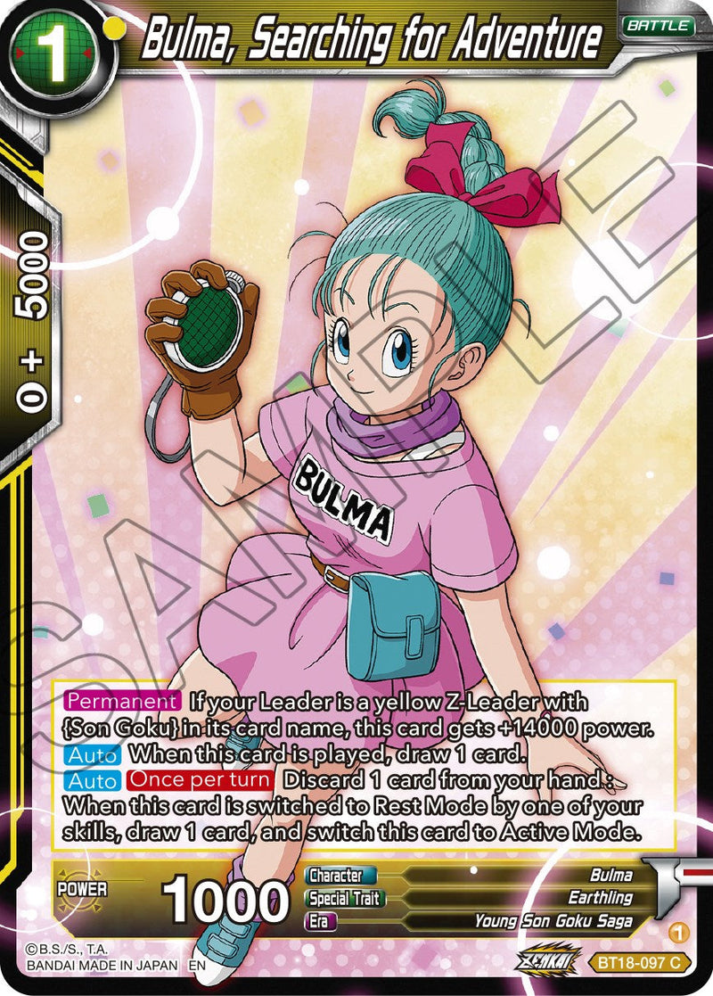 Bulma, Searching for Adventure (BT18-097) [Dawn of the Z-Legends] Parallel Foil