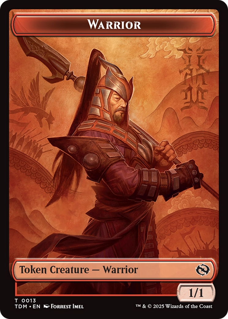 Dragon (0011) // Warrior Double-Sided Token [Tarkir: Dragonstorm Tokens] Foil