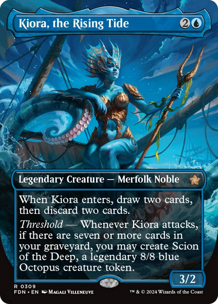 Kiora, the Rising Tide (Borderless) [Foundations] Foil