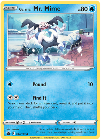 Galarian Mr. Mime (034/163) [Sword & Shield: Battle Styles] Reverse Holofoil