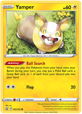 Yamper (052/163) [Sword & Shield: Battle Styles] Reverse Holofoil