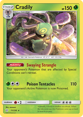 Cradily (11/236) [Sun & Moon: Cosmic Eclipse] Reverse Holofoil