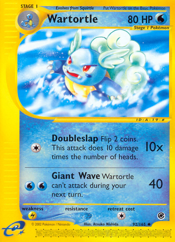 Wartortle (92/165) [Expedition: Base Set] Reverse Holofoil