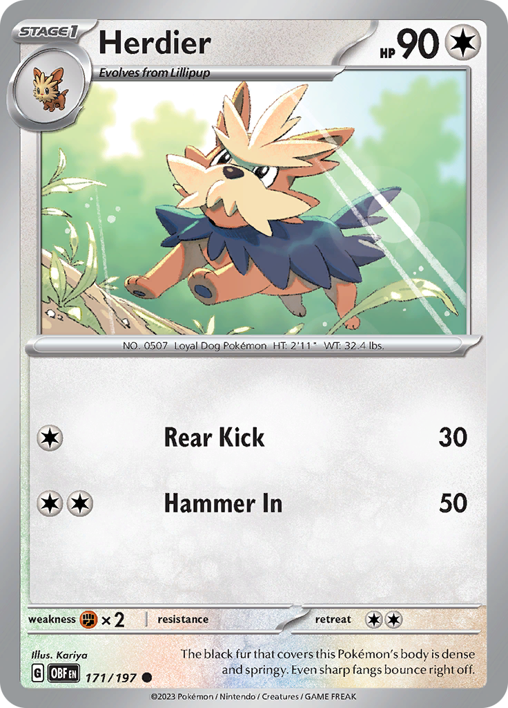 Herdier (171/197) [Scarlet & Violet: Obsidian Flames] Reverse Holofoil