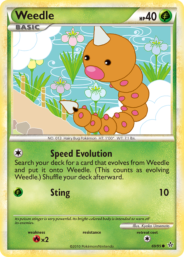 Weedle (69/95) [HeartGold & SoulSilver: Unleashed] Reverse Holofoil