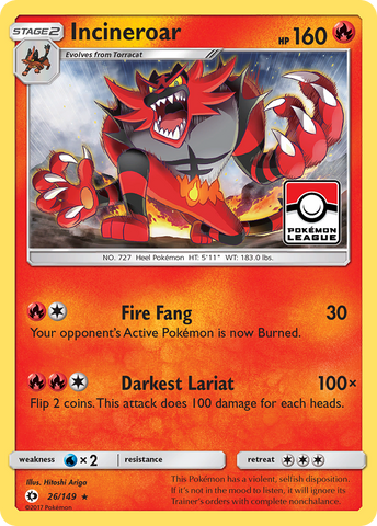 Incineroar (26/149) [Sun & Moon: Base Set] Reverse Holofoil