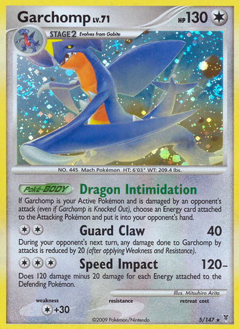Garchomp (5/147) (Cracked Ice Holo) (Theme Deck Exclusive) [Platinum: Supreme Victors] Holofoil