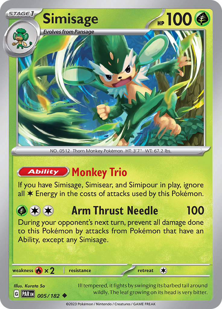 Simisage (005/182) [Scarlet & Violet: Paradox Rift] Reverse Holofoil
