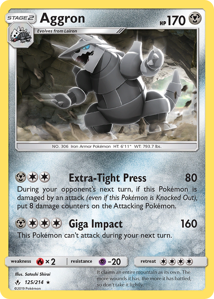 Aggron (125/214) [Sun & Moon: Unbroken Bonds] Reverse Holofoil