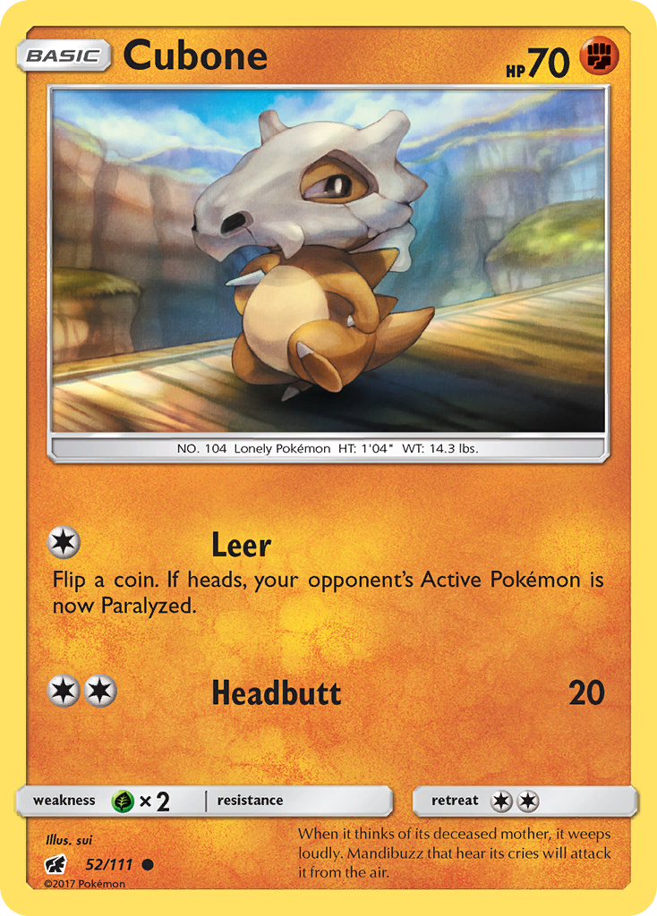 Cubone (52/111) [Sun & Moon: Crimson Invasion] Reverse Holofoil