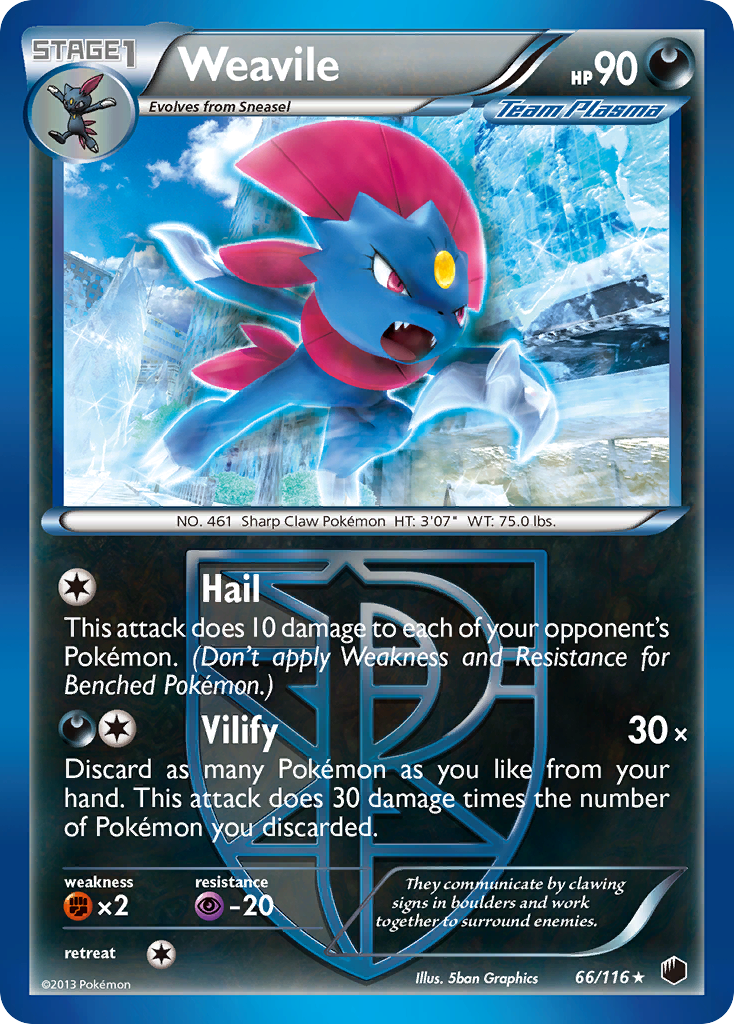 Weavile (66/116) [Black & White: Plasma Freeze] Reverse Holofoil