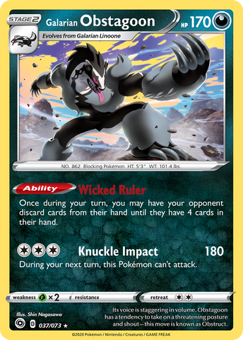 Galarian Obstagoon (037/073) [Sword & Shield: Champion's Path] Reverse Holofoil