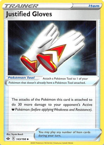 Justified Gloves (143/198) [Sword & Shield: Chilling Reign] Reverse Holofoil