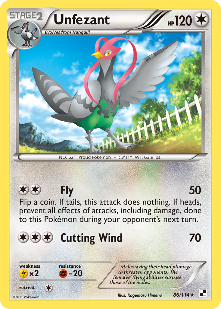 Unfezant (86/114) [Black & White: Base Set] Reverse Holofoil