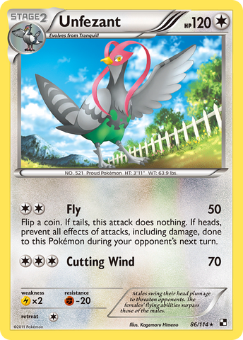 Unfezant (86/114) [Black & White: Base Set] Reverse Holofoil