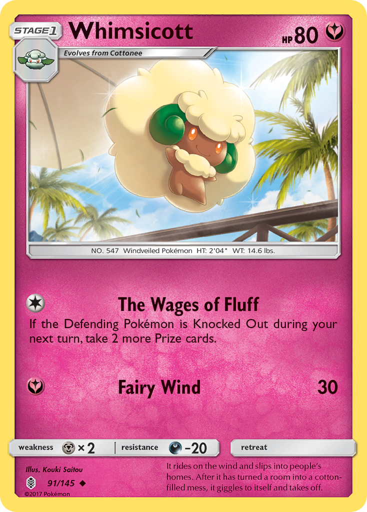 Whimsicott (91/145) [Sun & Moon: Guardians Rising] Reverse Holofoil
